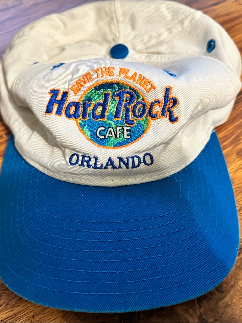 Vintage Hard Rock Cafe White and Blue Orlando Embroidered Baseball Cap